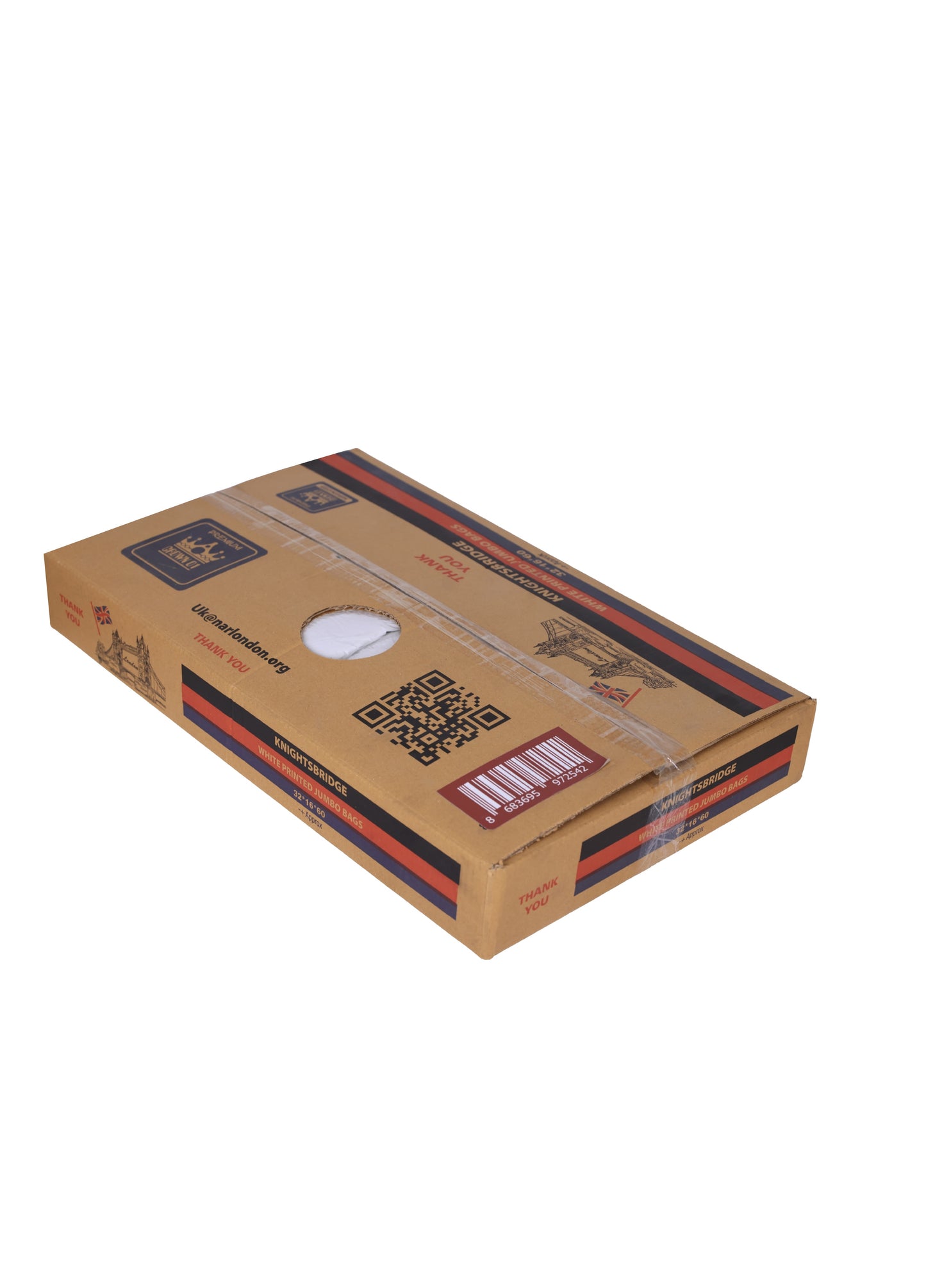 White Printed Jumbo Carrier Bags 31L