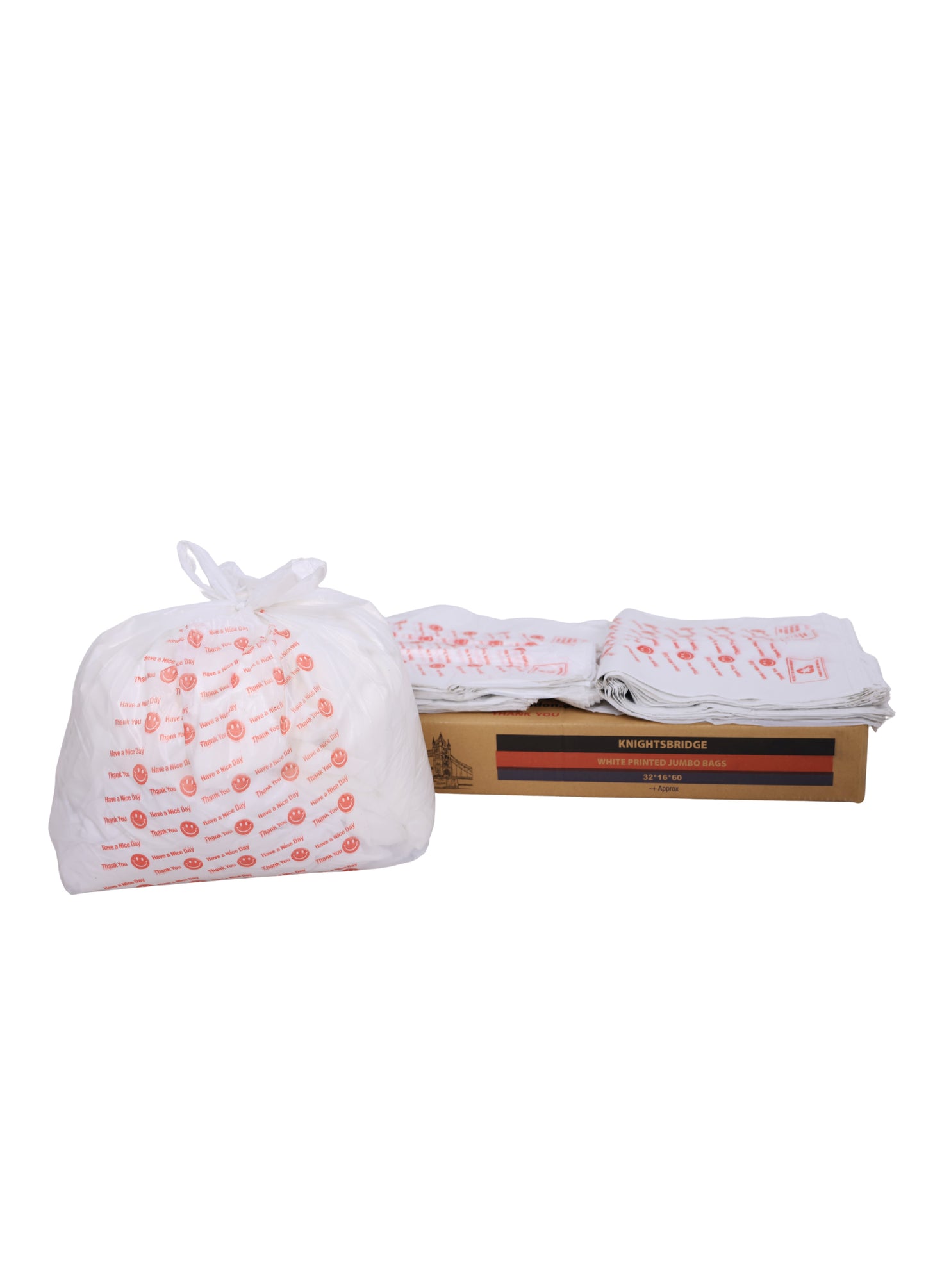 White Printed Jumbo Carrier Bags 31L